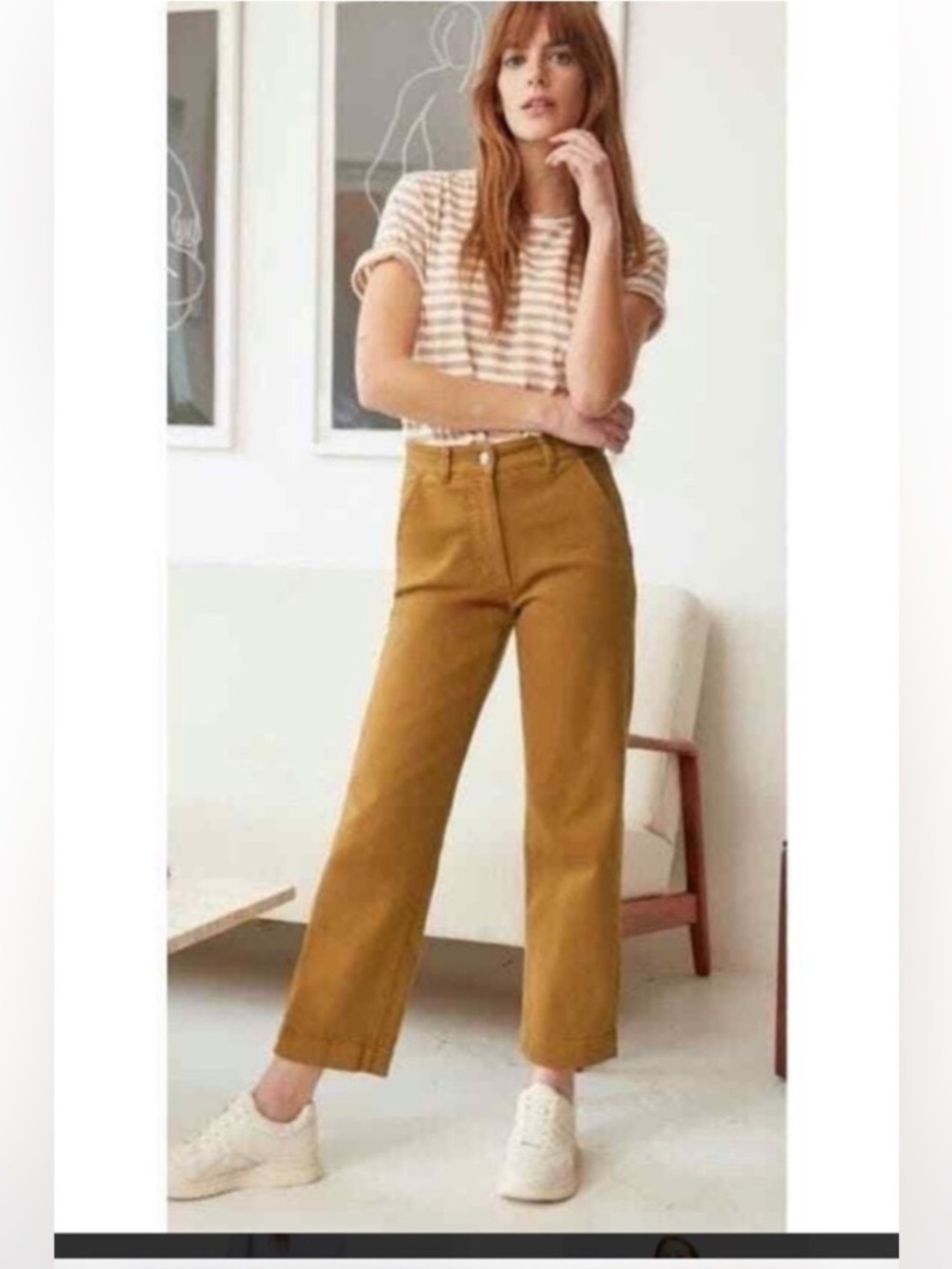Everlane The Wide Leg Crop Patch Pocket Pant Brown Size 2